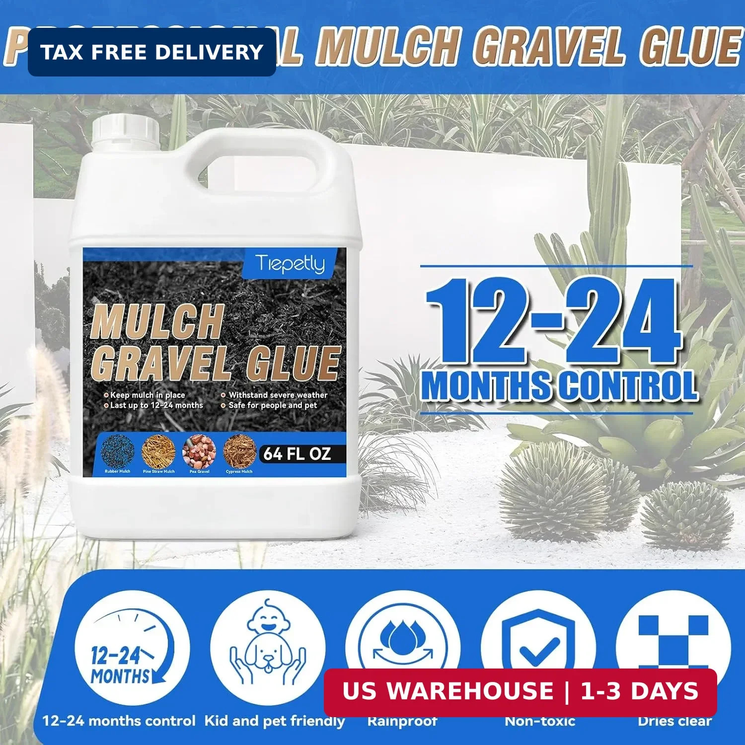 64Oz Rock and Gravel Glue, Heavy Duty Landscape Gravel Glue, Professional Mulch