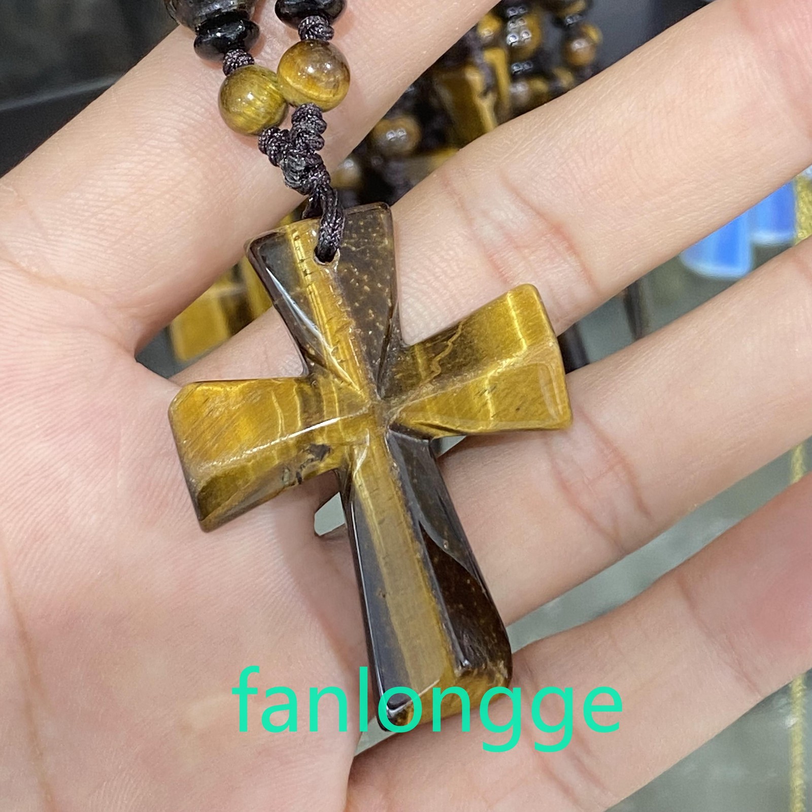 1.8″ Natural Tiger’s eye Cross Quartz Crystal Skull Carved Pendant Gift 1pc