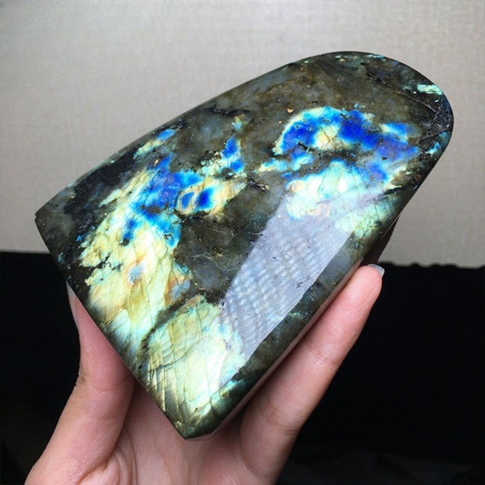 Natural Flash Labradorite Free Form Standing Stone Healing Crystal Home Ornament