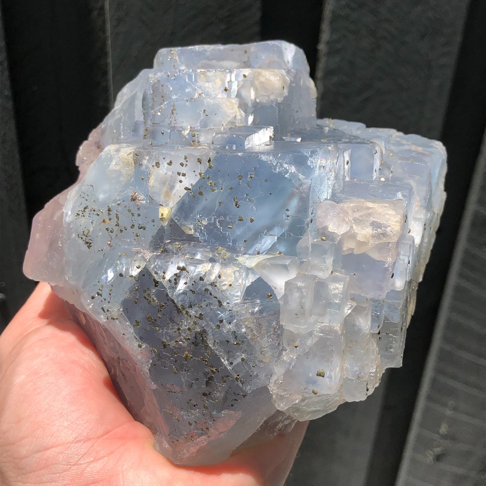 12.5cm Huge Blue Fluorite Crystals from Minerva No. 1 Mine, Ilinois, USA