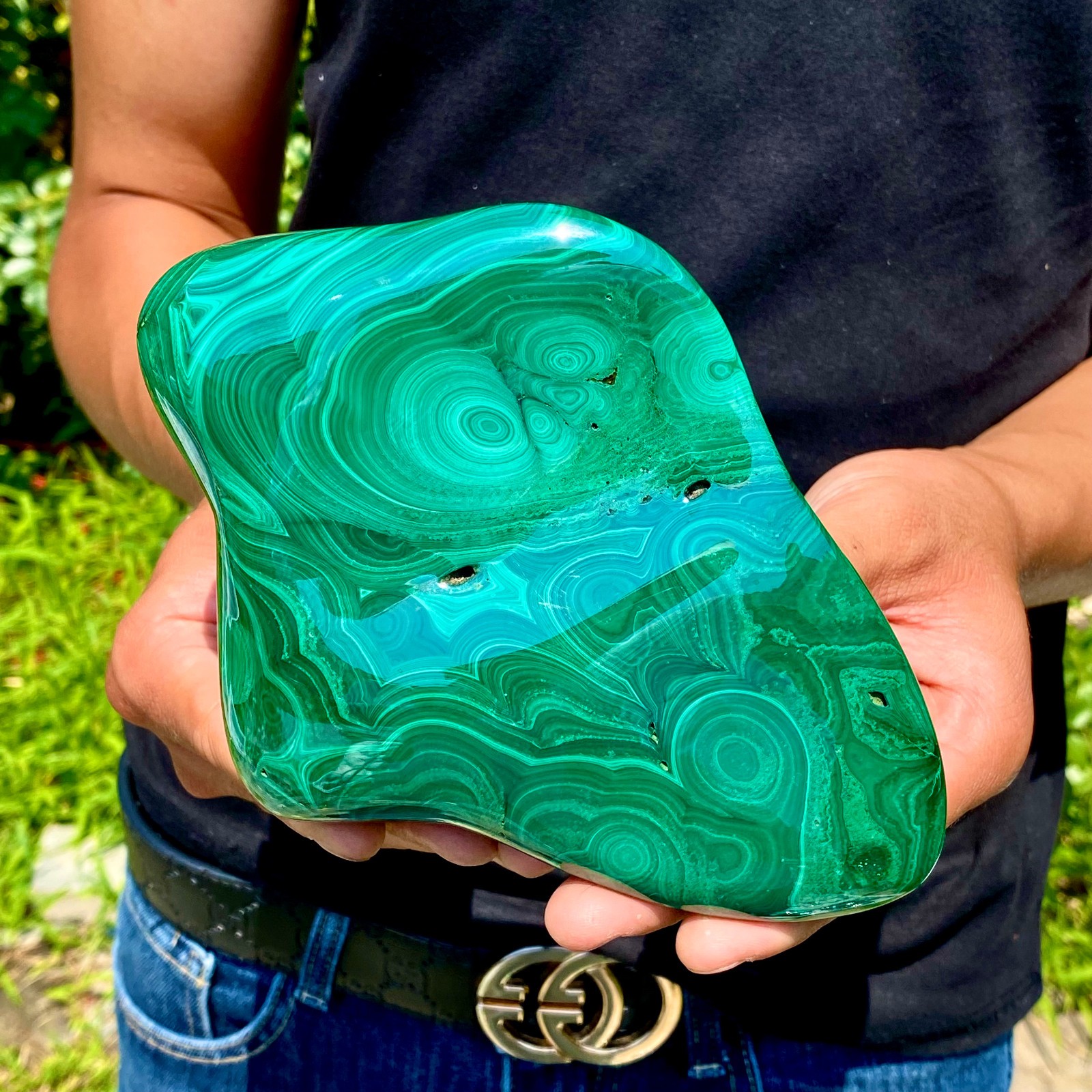 6.78LB Natural glossy Malachite transparent cluster rough mineral sample