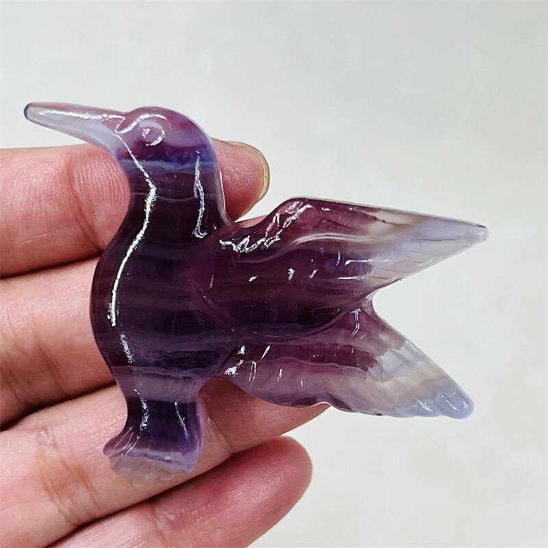 2.4″ Natural Fluorite Carved Phoenix bird Skull Quartz Crystal Skull Reiki 1PC