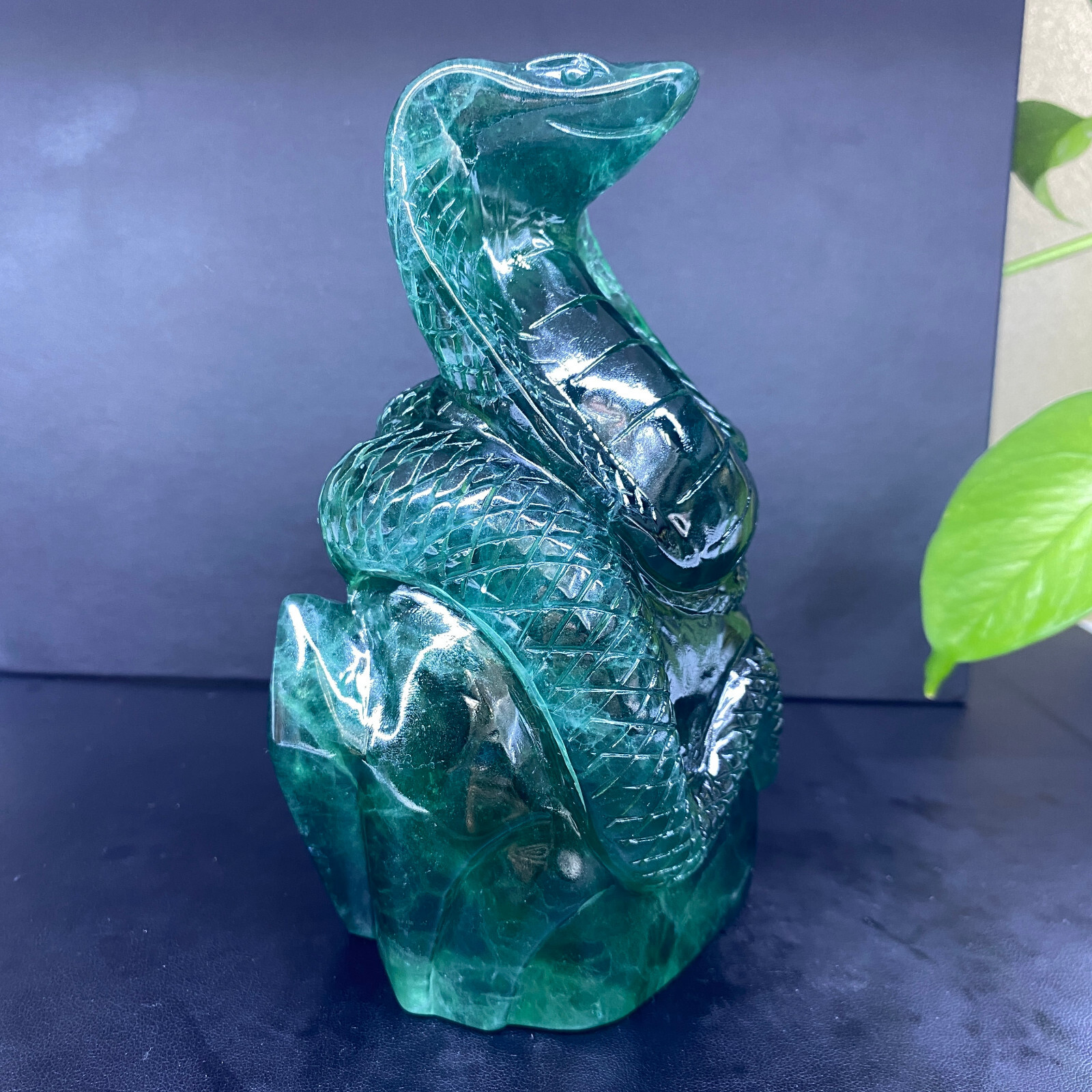1pc Natural fluorite Quartz Carved Snake Skull Crystal Reiki Healing Gem Decor