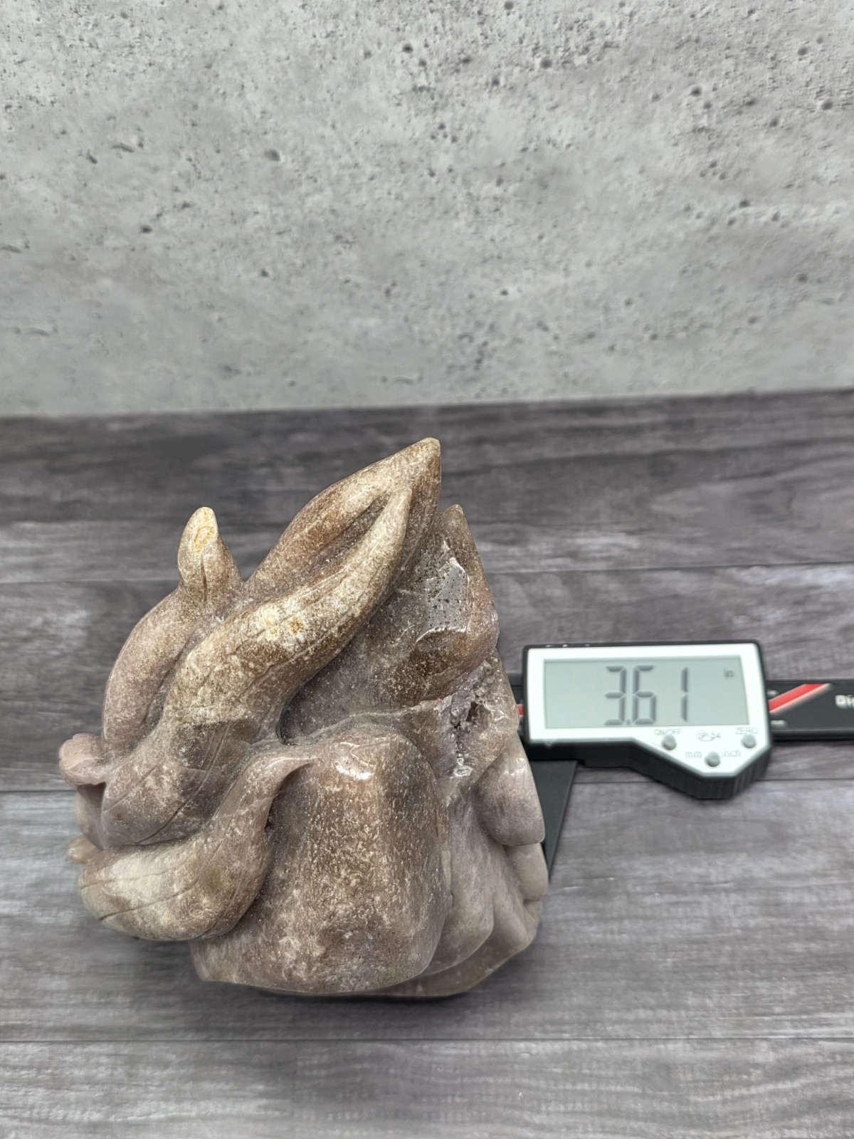Pink Amethyst Druzy 9 Nine Tailed Fox Hand Carved Crystal Sculpture 2lb 10oz