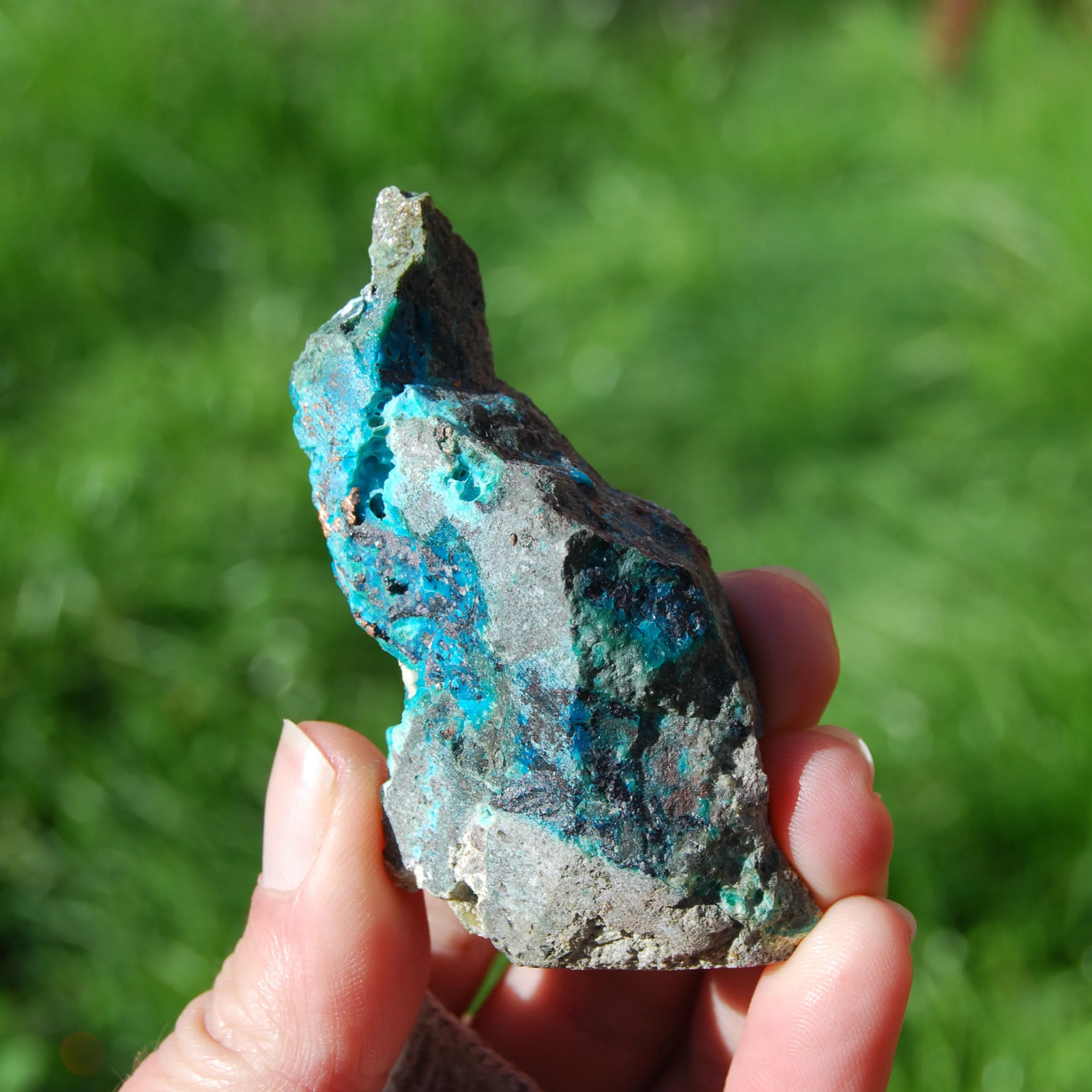 3in 49g RARE Chrysocolla with Native Copper Crystal Slab, Indonesia