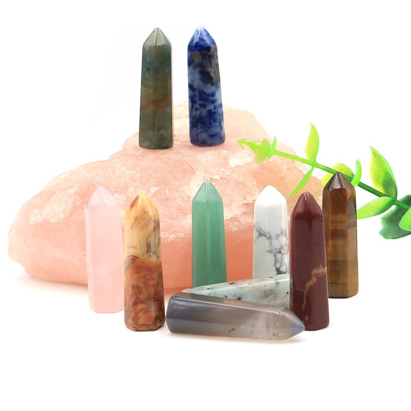 Charms Natural Crystal Stone Hexagon Pillar Non-porous Beads for Pendants 30Pcs