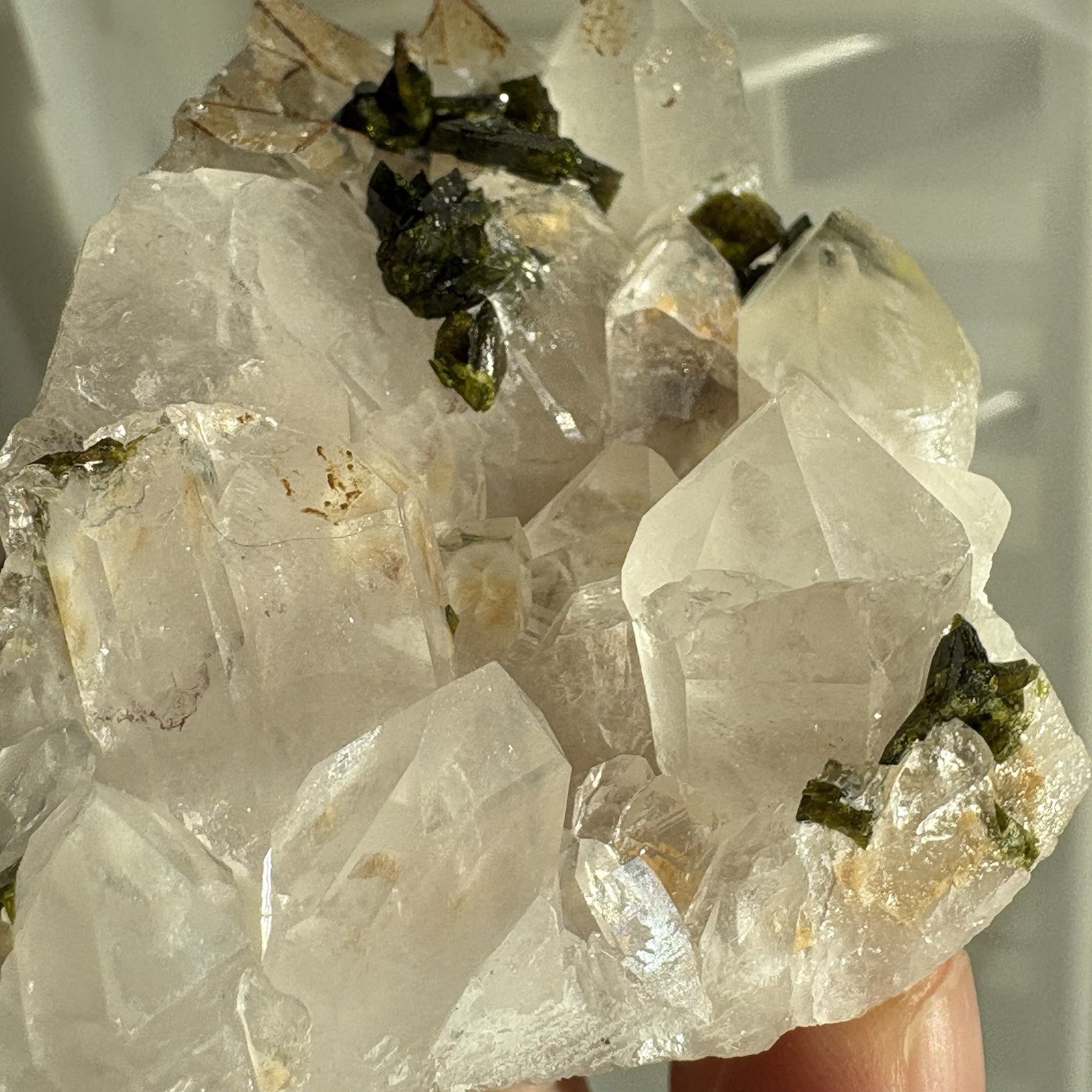 Natural Garden Quartz Epidote Cluster Raw Mineral Rare Specimen Healing