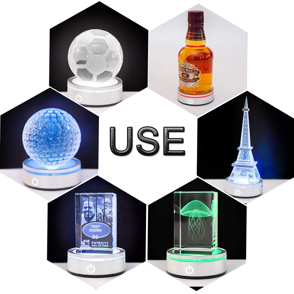 LED Light Base Lighted Display Stand for Crystal Ball Glass Art Tumbler RGB M…