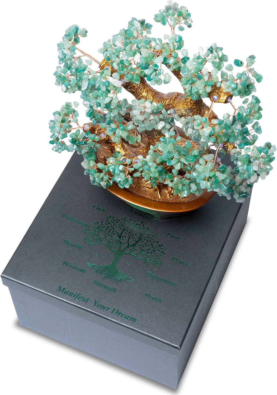 Natural Aventurine (1,251 Gemstone Count) Chakra Crystal Tree with Healing Prope