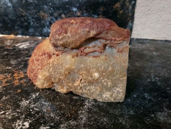 Set Of 3 Geode Rocks.Quartz Agate Quarter Piece Decor 5.5″ X 4″ And 5×3 ” 6×4″