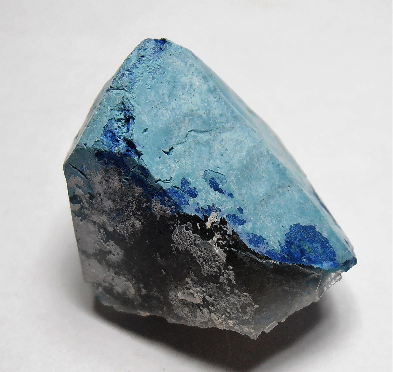 Shattuckite on Quartz – Kaokoveld Plateau, Namibia – 23 mm