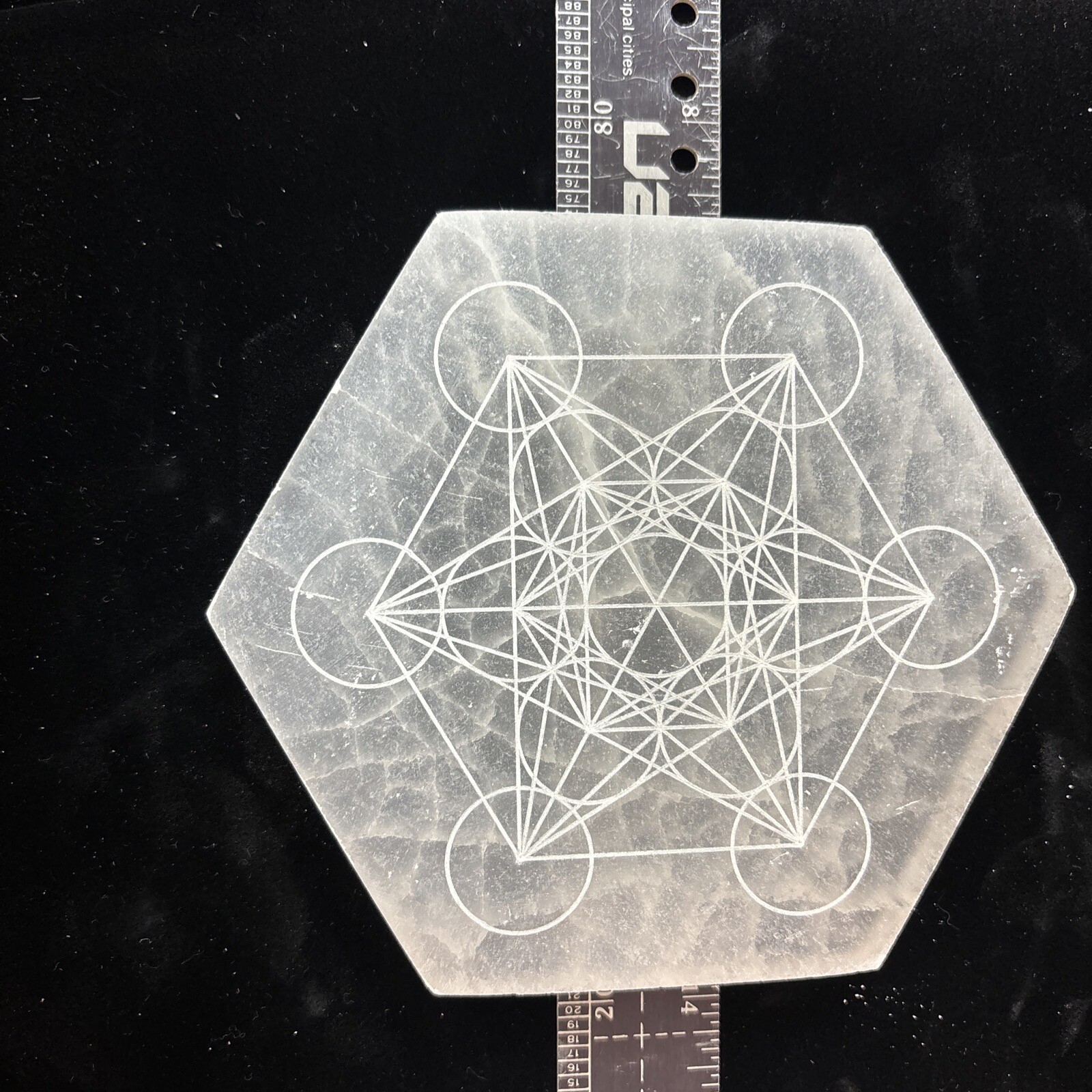 5 1/2” Selenite Charging Plate/grid With Metatrons Cube