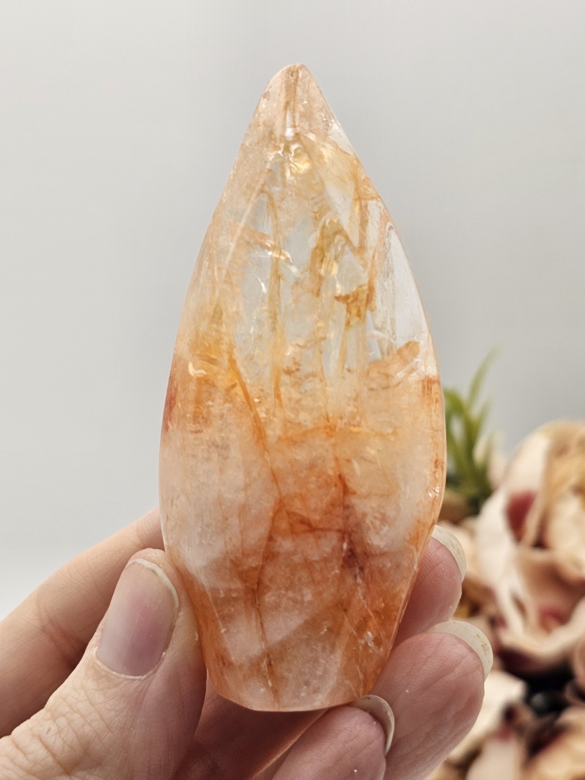 ✨️SALE✨️ Fire quartz hematoid Crystal Freeform Point Ground Protect 7.8cm 93g