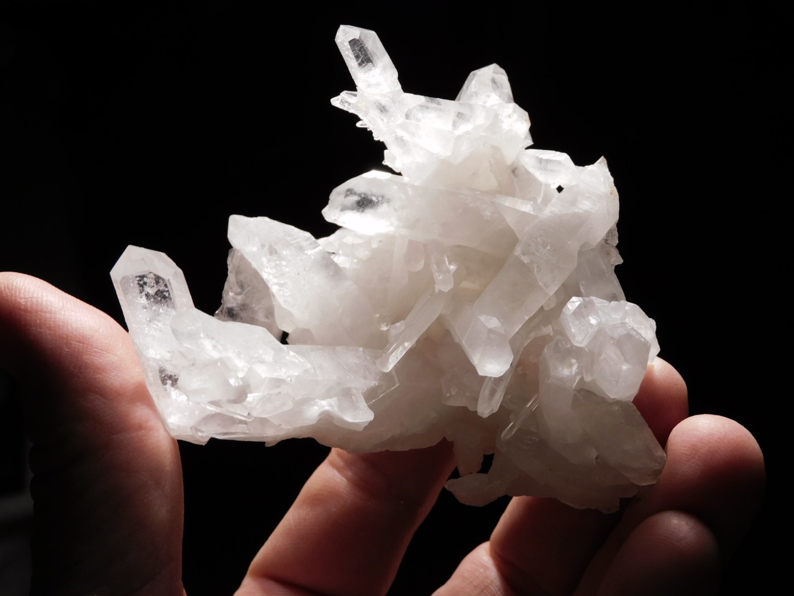 Twelve Points! TRANSLUCENT Quartz Crystal Cluster Collier Creek ARKANSAS 99.0gr