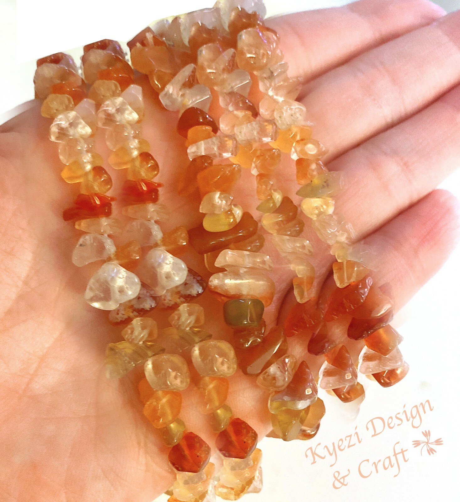 Carnelian Premium Natural Crystal Gemstone Chip Stretchy Jewelry Bracelet