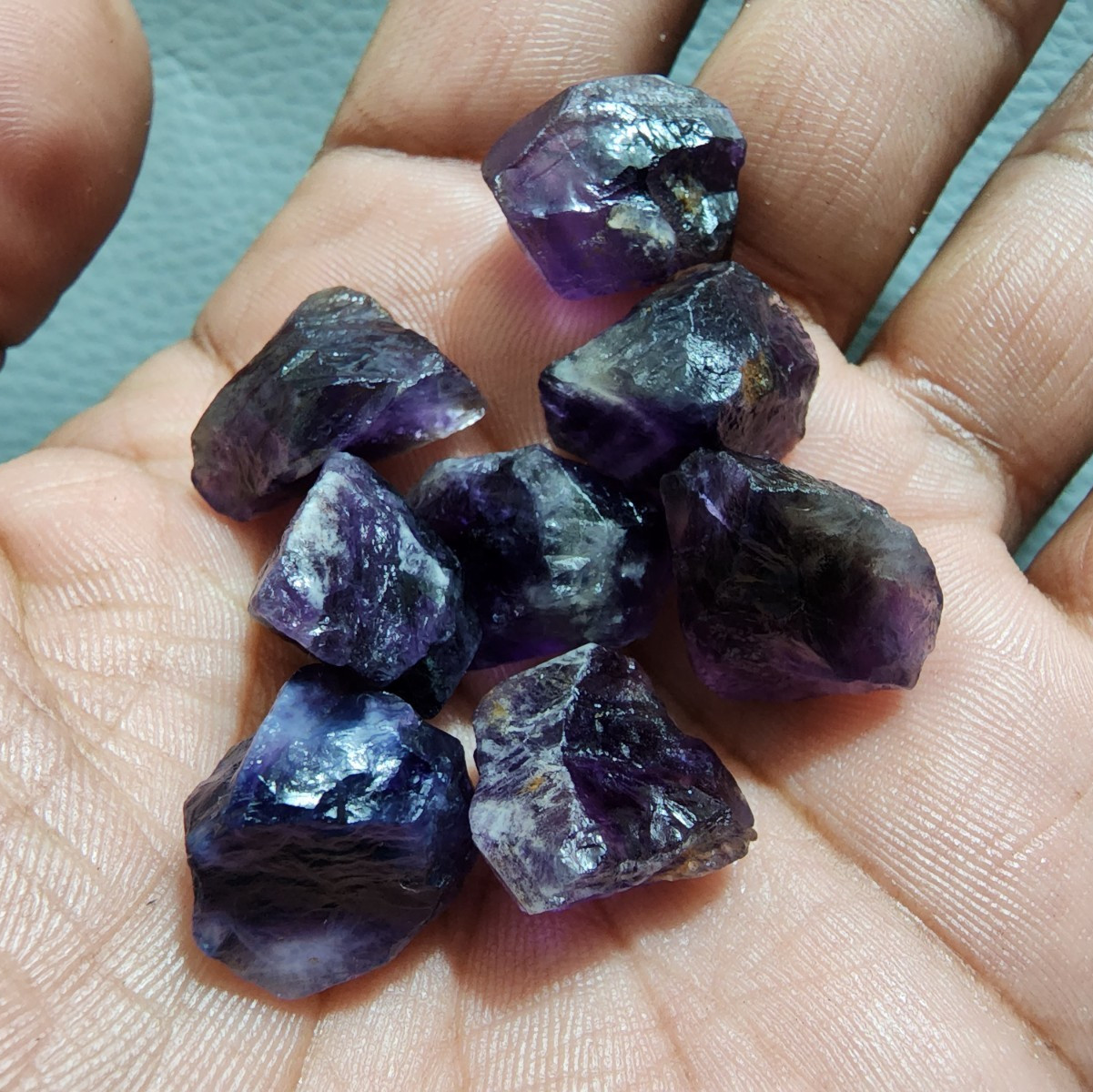 8 Pcs Beautiful Purple Amethyst Rough Gemstone Raw Size 17-21 MM Crystal Rough