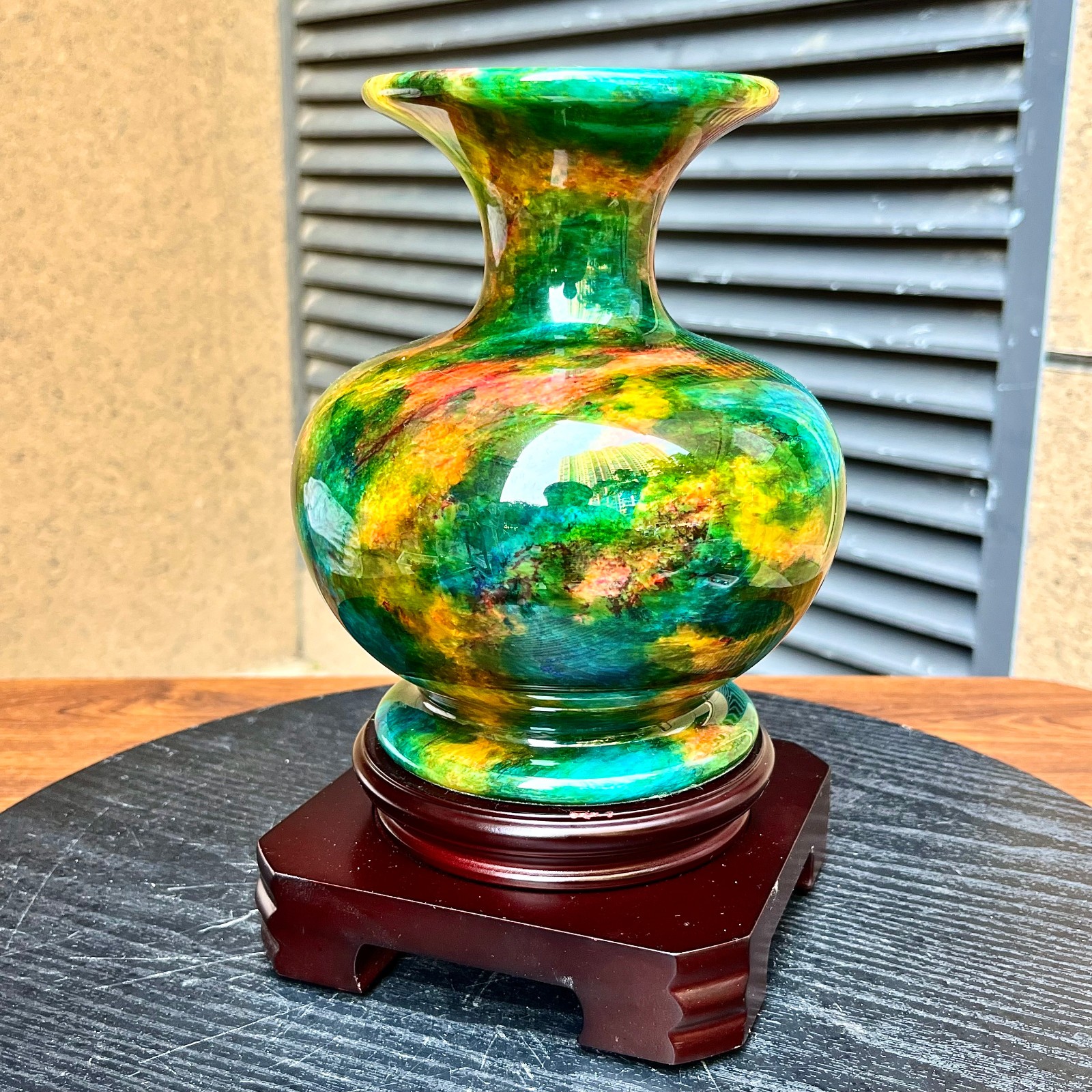 Taiwan Serpentine Crystal Gourd Vase Lucky Feng Shui Home Art 4 lb