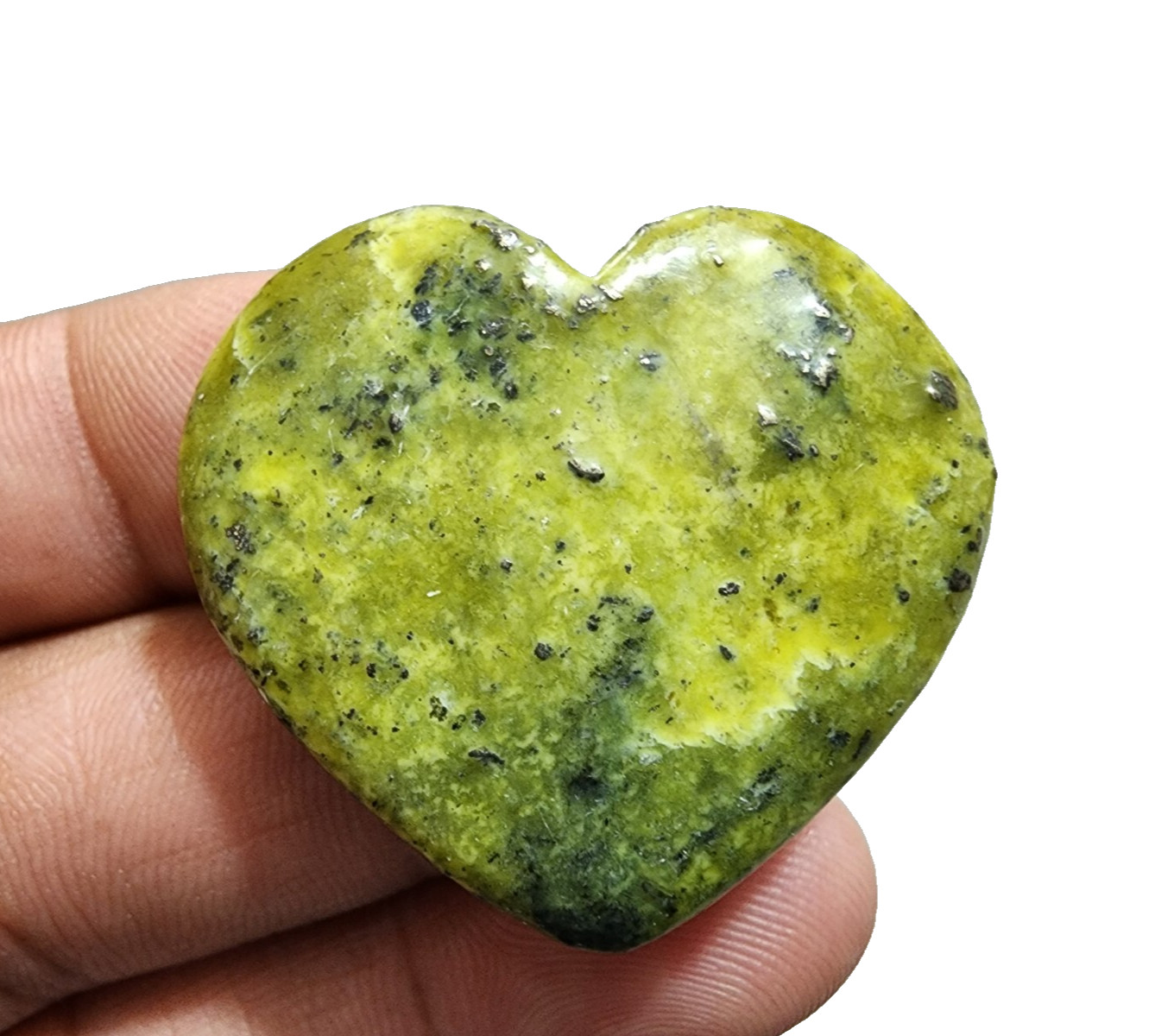 58 Crt Top Quality Serpentine Palm Stone Heart Shape Gemstone Cabochon Jewelry