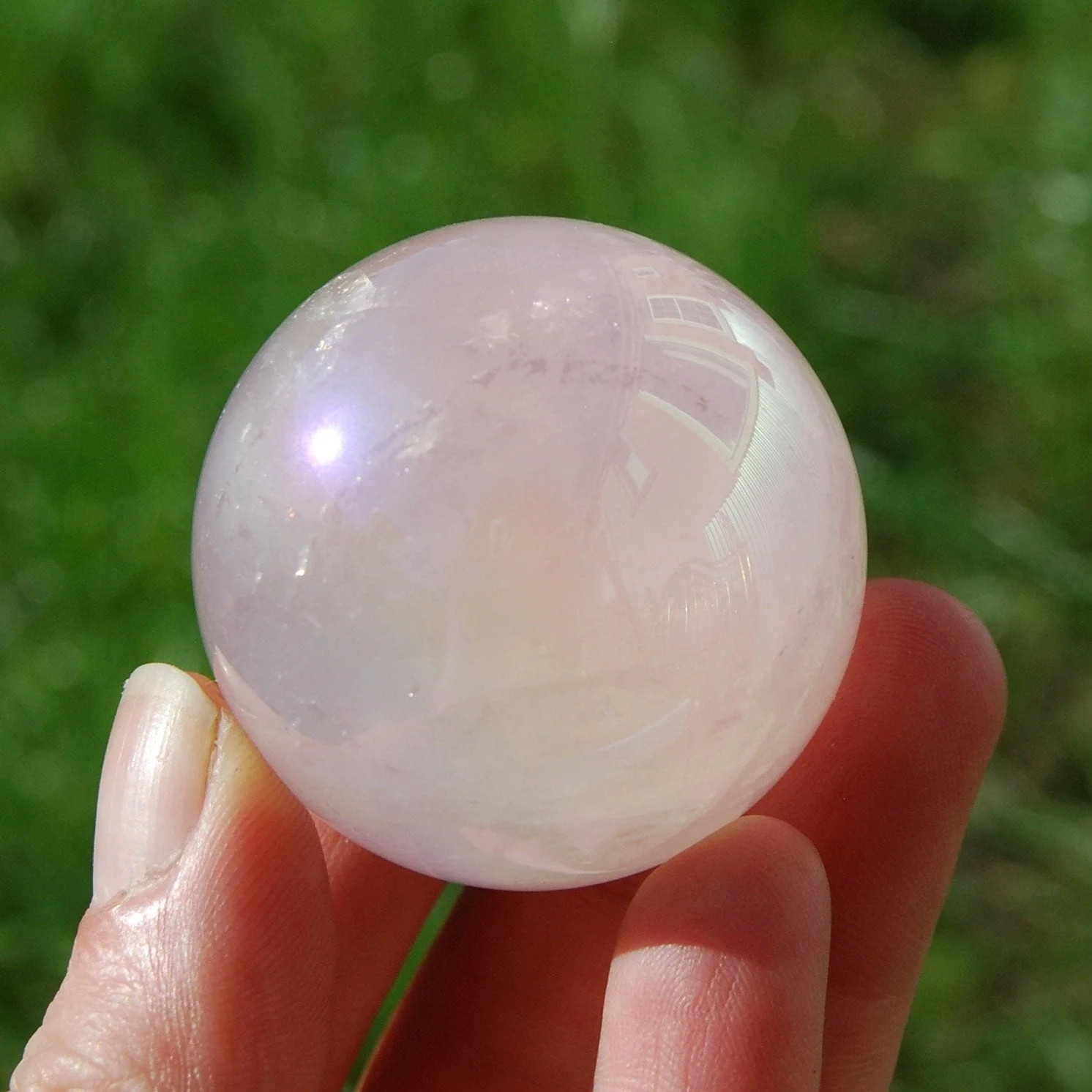 Angel Aura Rose Quartz Crystal Sphere, Many Sizes 30mm to 60mm, Brazil