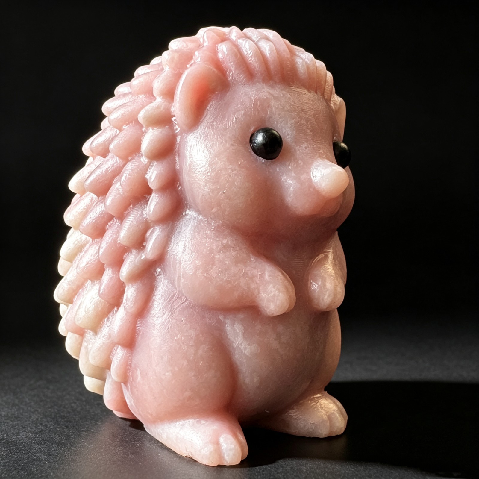 Natural Pink Opal Hedgehog Figurine Carved Stone Animal Home Desk Decor