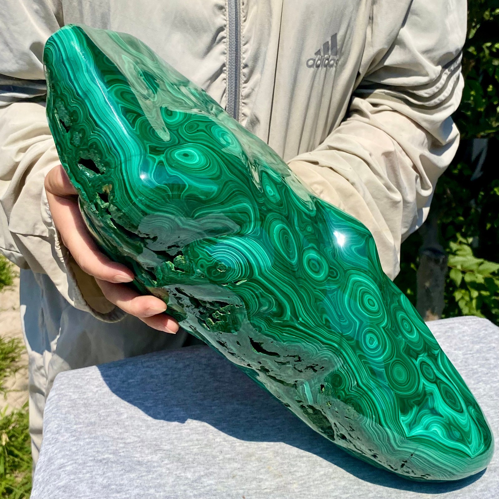 35.05LB Natural glossy Malachite transparent cluster rough mineral sample