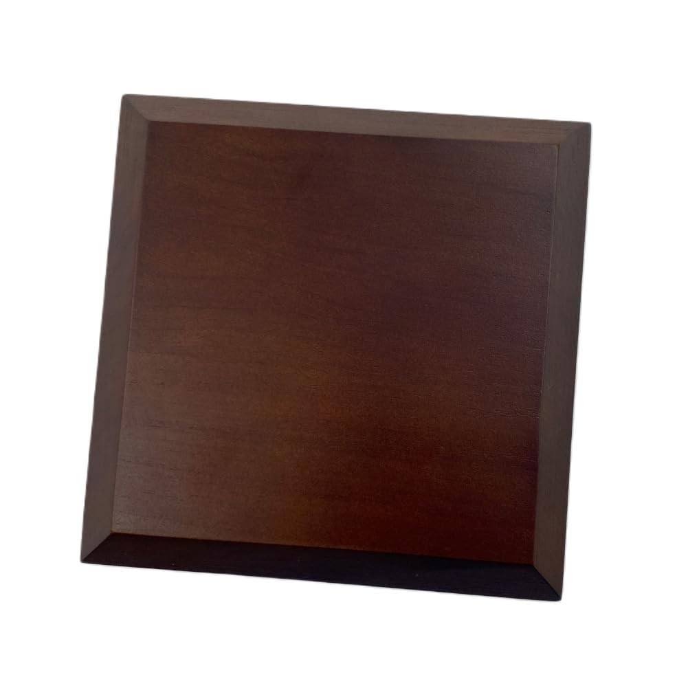 Dark Brown Solid Cherrywood Pedestal, Square Wood Display Base with Bevel, Vi…