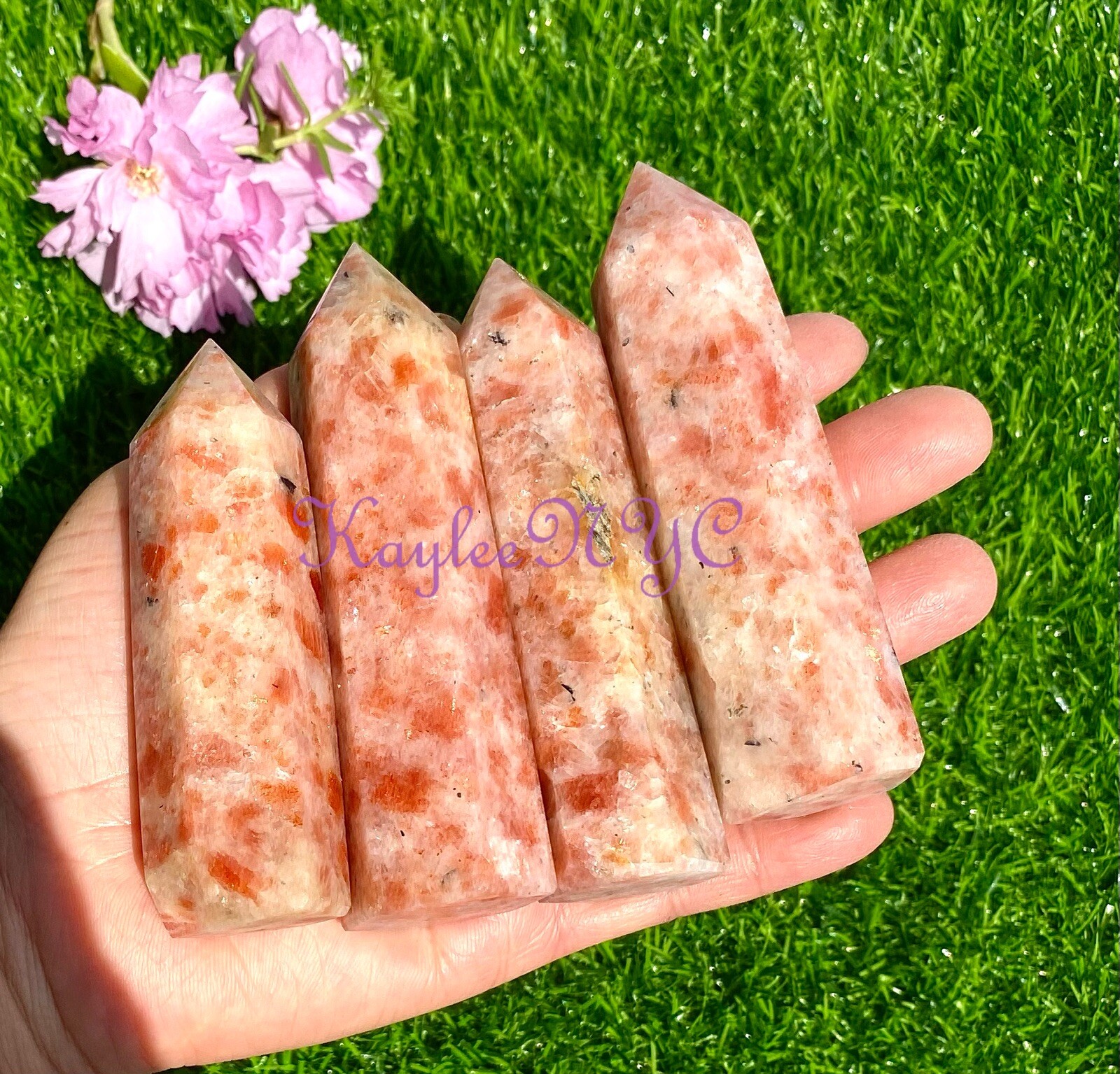 Wholesale Lot 1 Lb Natural Sun Stone Obelisk Tower Point Crystal Natural Energy