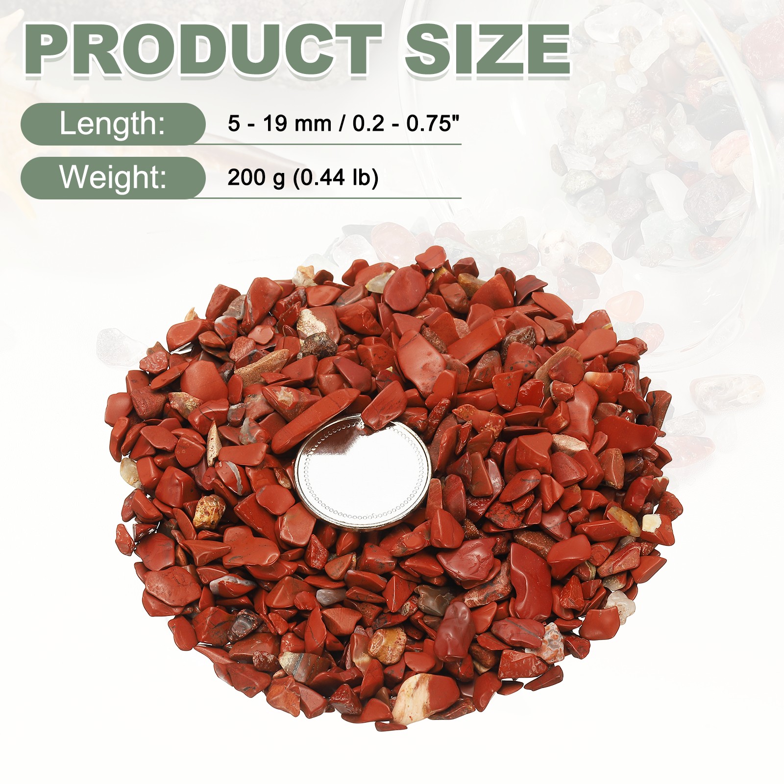 Crystal Chips Stone 0.44Lb Fluorite Gravel Rocks Red Quartz 5 – 19mm