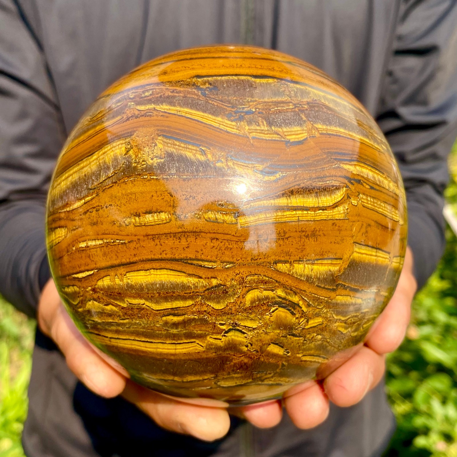 4.76LB Large Natural Tiger Eye Stone Crystal Ball Quartz Healing Sphere Décor