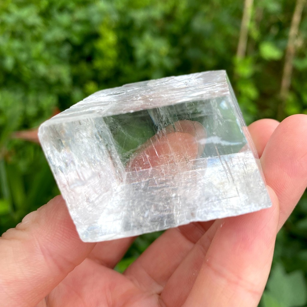 103g Rainbow Natural Clear Calcite-iceland spar cube Mineral Specimen Healing
