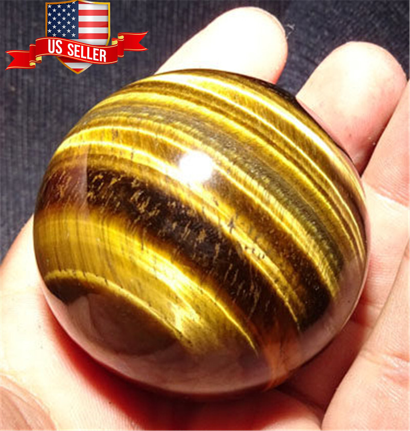 AAAA 40mm Natural Tiger’s eye jasper sphere Quartz Crystal Ball Healing US Ship