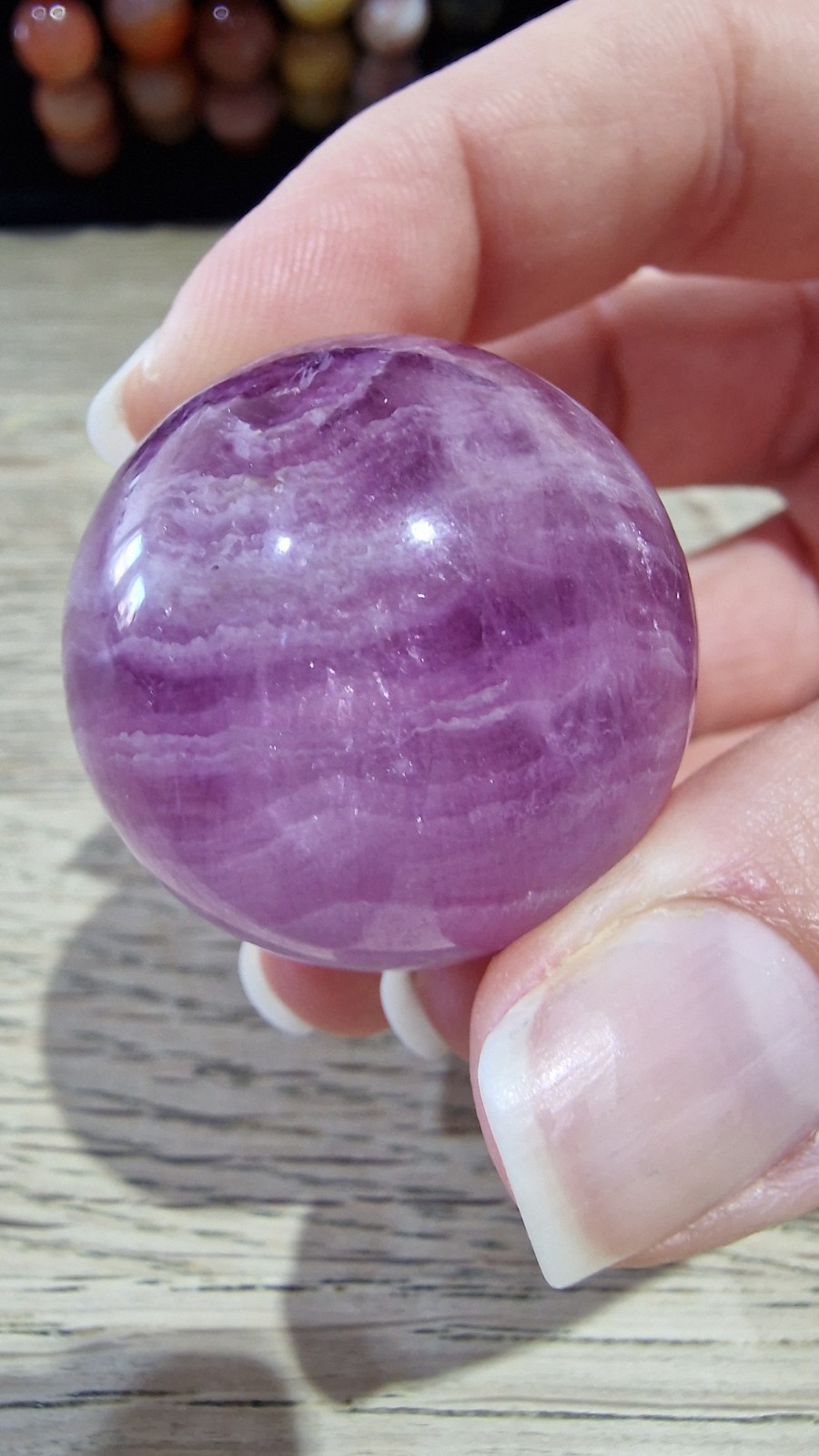 Fluorite Crystal Sphere Approx 32.4mm-33.0mm and 56g-62g Free Holder