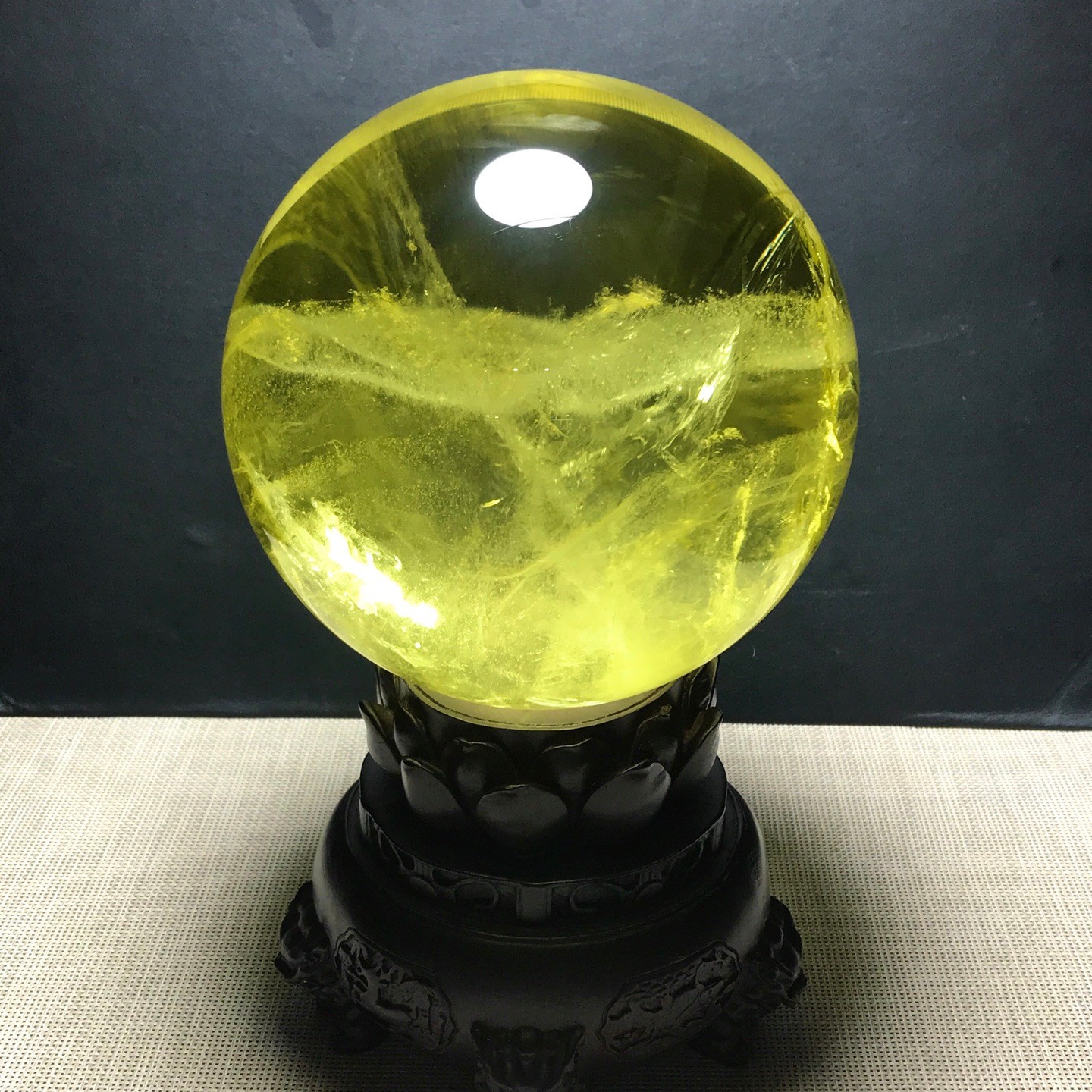 15LB Top Natura Citrine Quartz Sphere Quarzt Crystal Ball reiki Healing