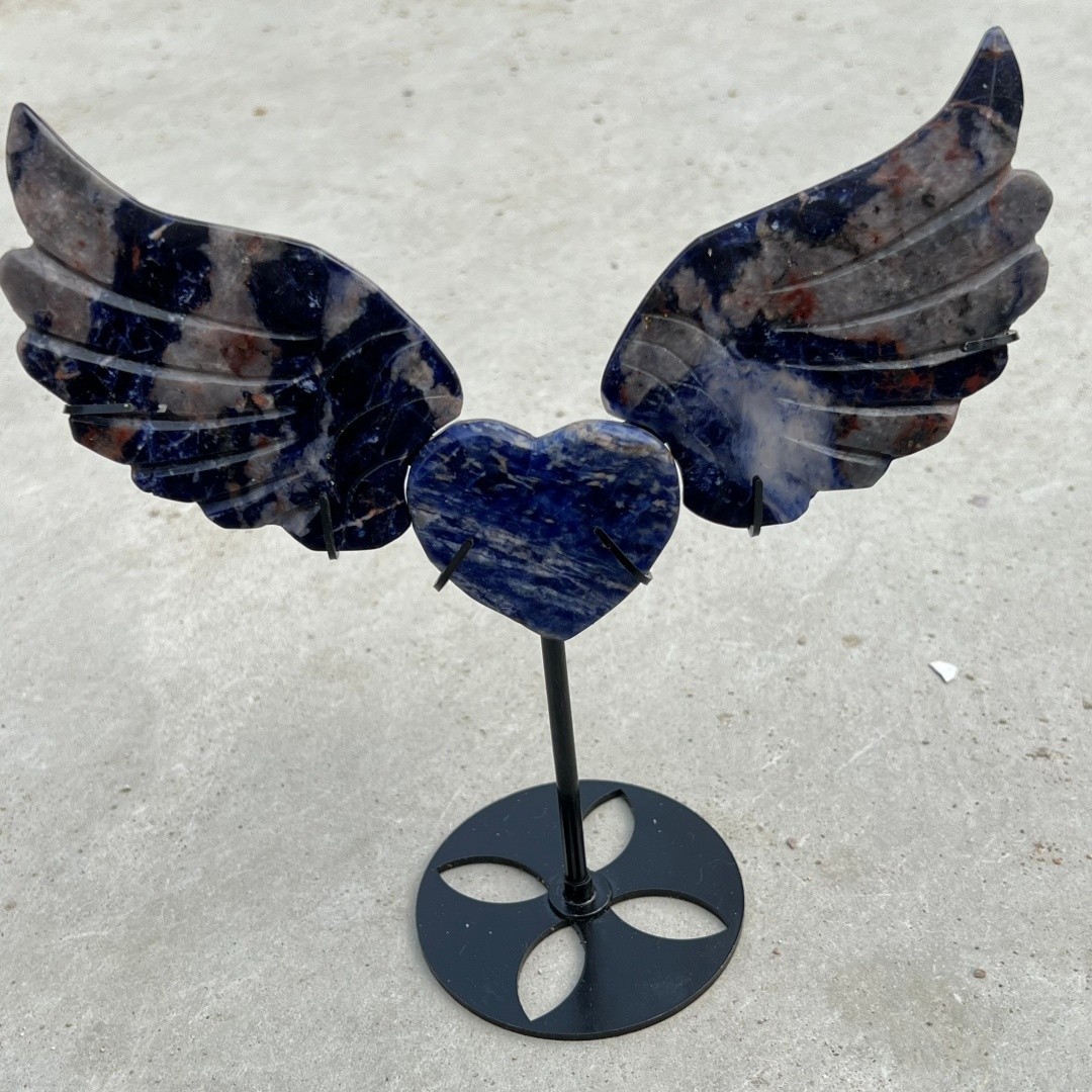 Natural Sodalite Angel of Love wings skull quartz crystal Healing Random+ Stand