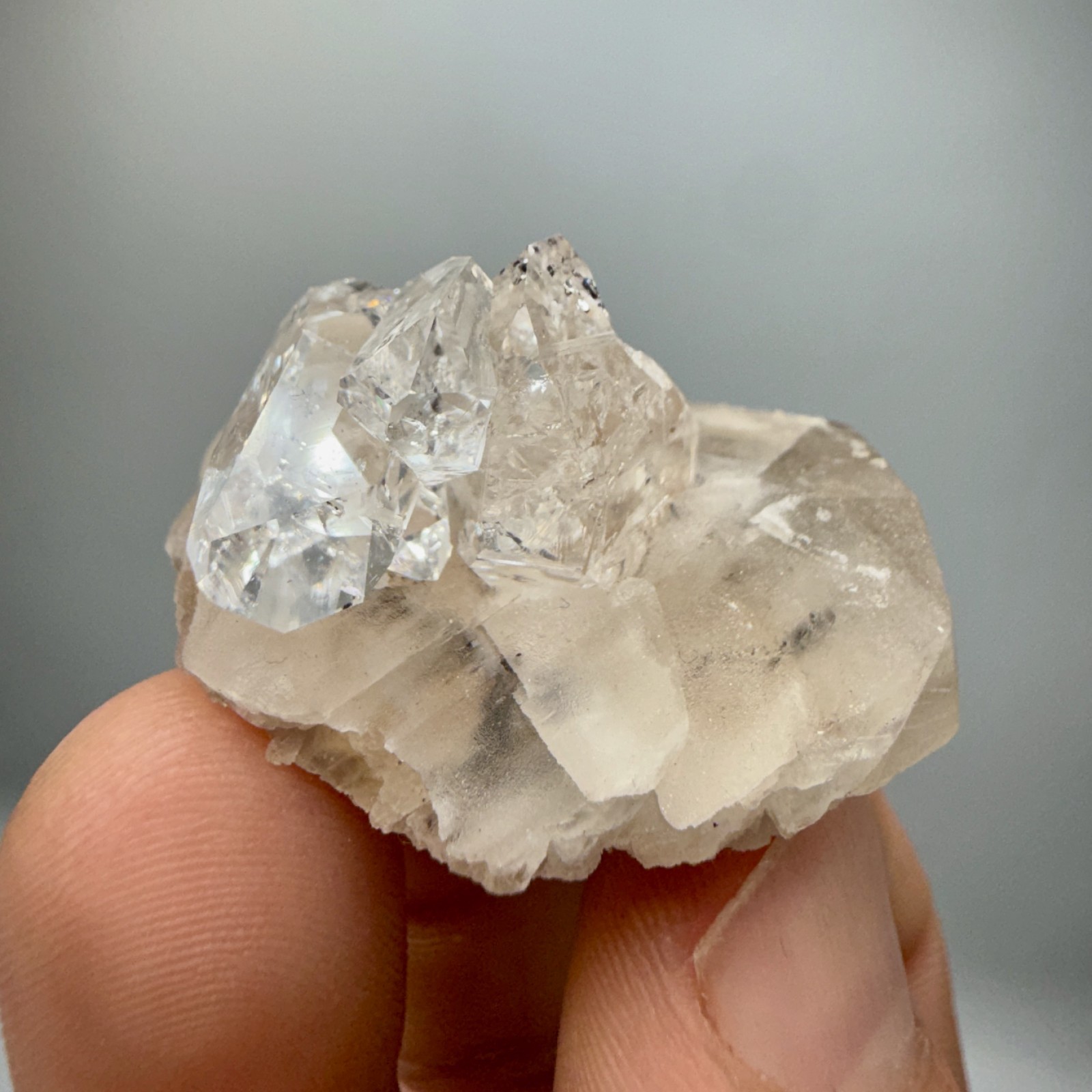 Herkimer Diamond Gem Cluster Perched on Calcite Crystals, Unique + 100% Natural!