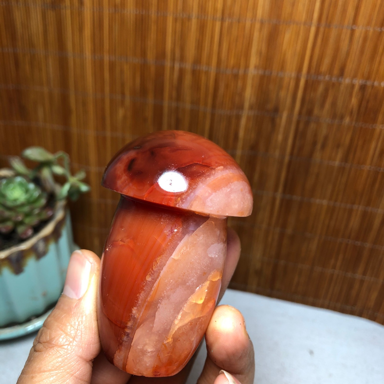 68-45-35mm Rare NATURAL red agate mushroom polishing Crystal specimen 162g A5093