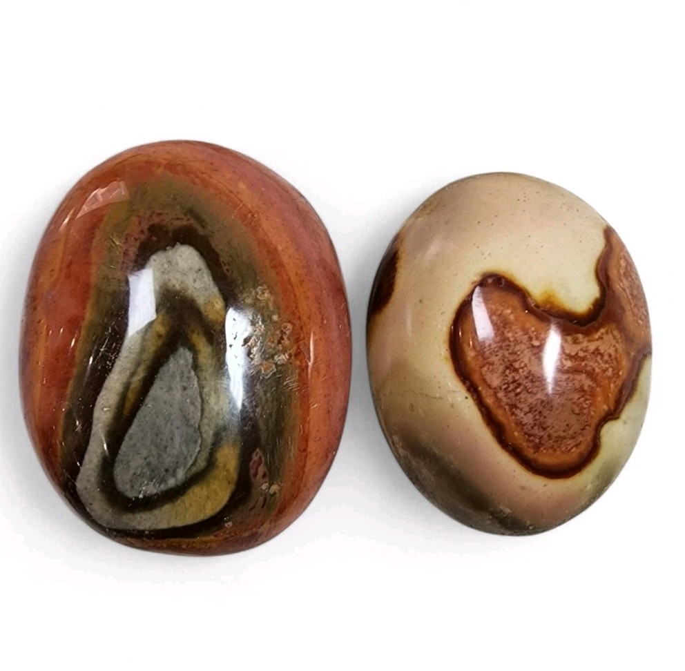 Polychrome Jasper Polished Pebbles Madagascar 52.1 grams. 2 Piece Lot