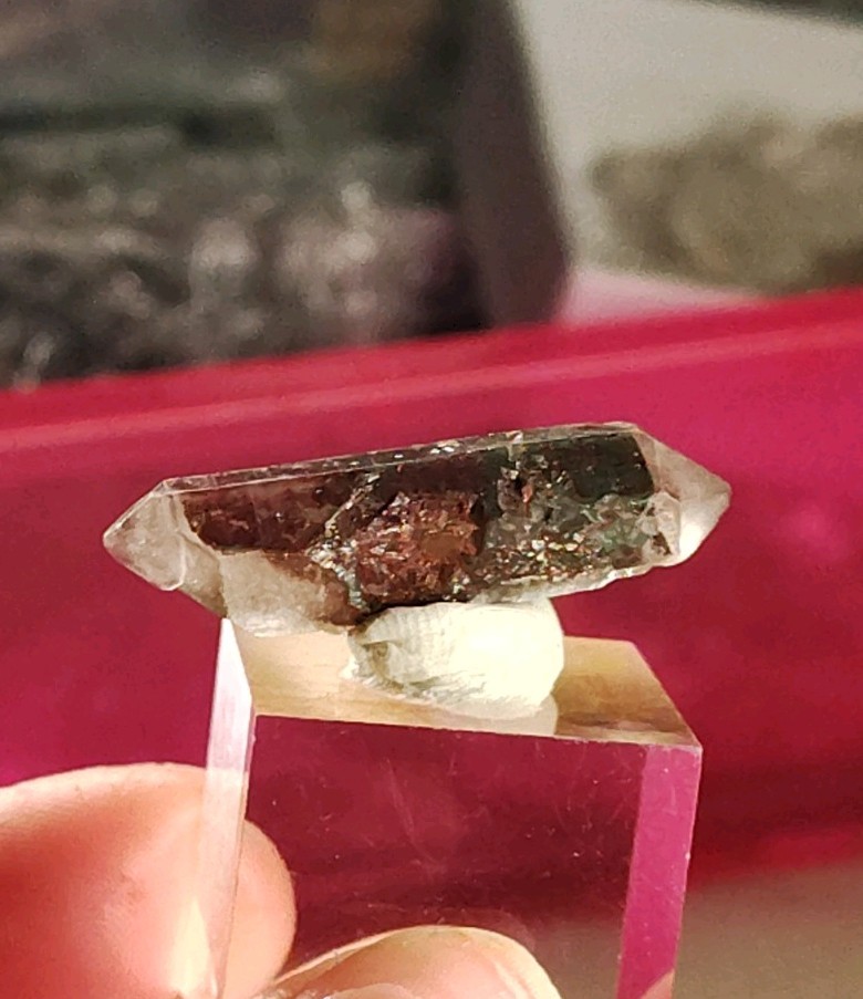 35mm Tabular Double Terminated Quartz Crystal DT Phantom Hematite Meigu China