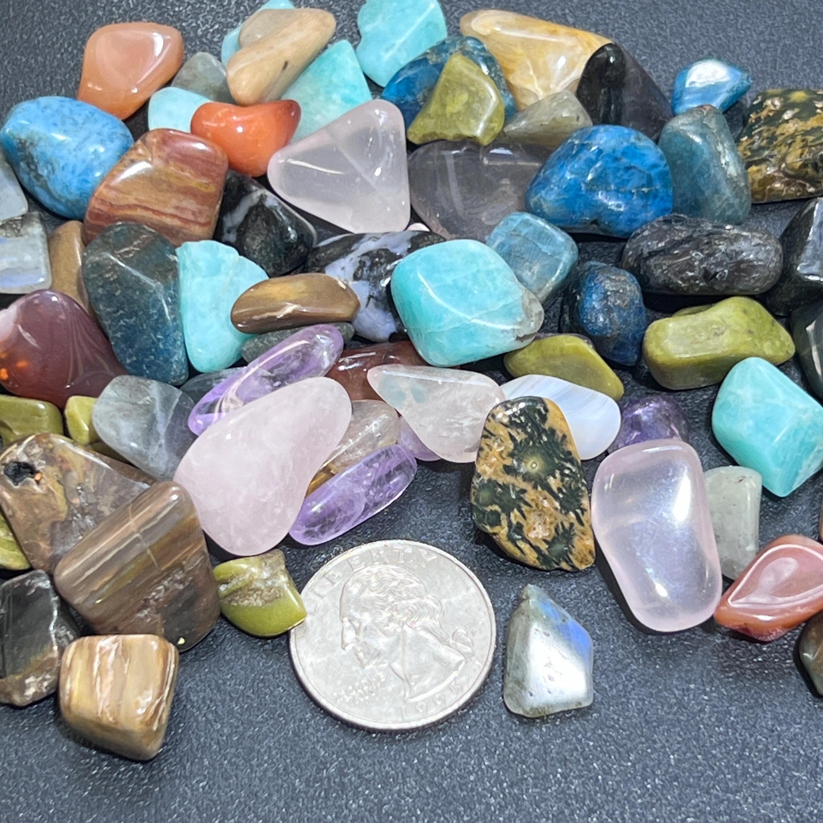 Madagascar Small Tumbled Stone Mix (By The Ounce Or Pound) Apatite Quartz
