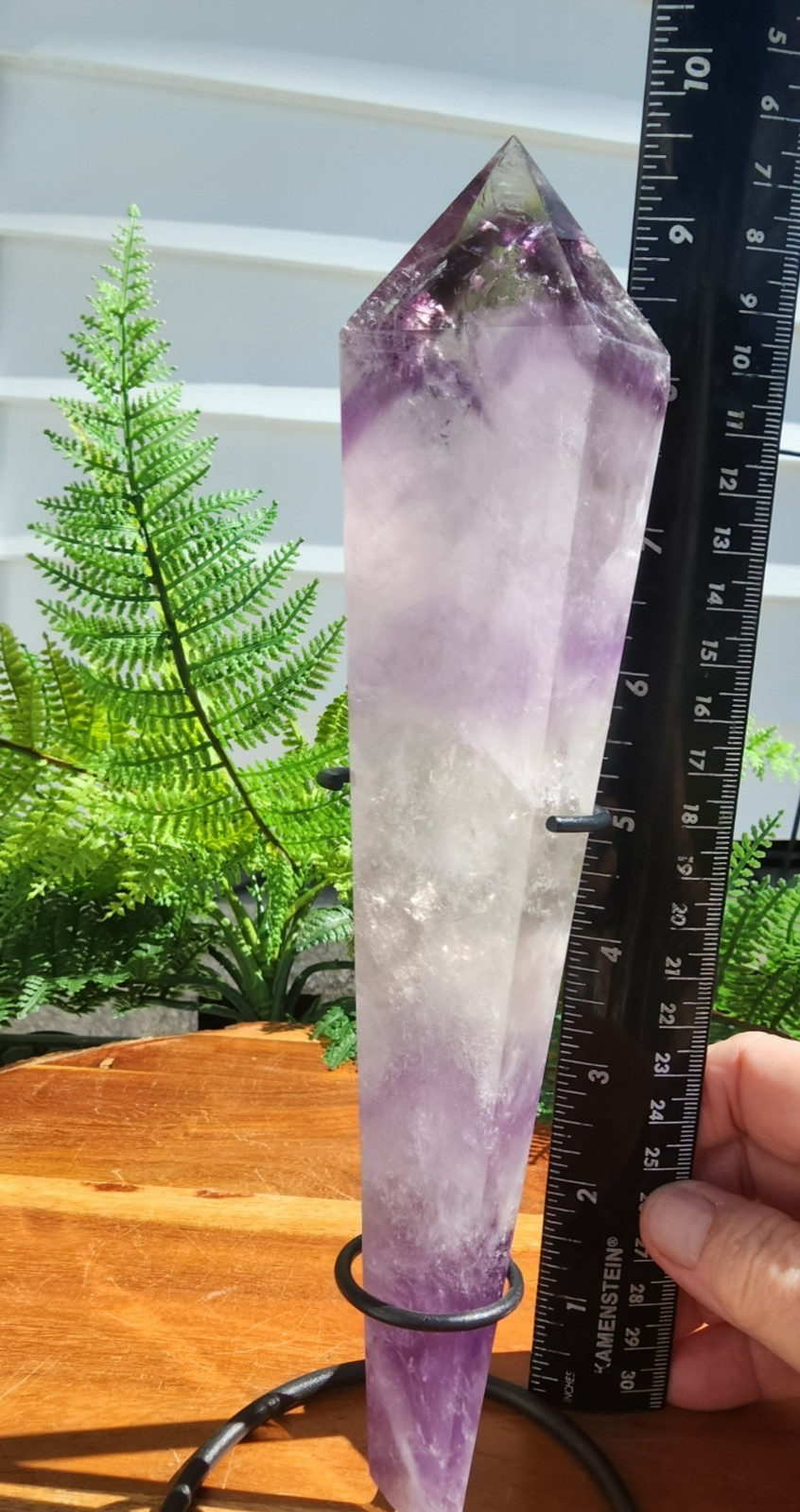 480 grams, 1.1 Lb Amethyst Tower Reiki Healing Point 9-5/8″ Tall