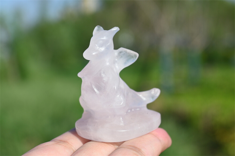 2.4” Carved Natural Quartz crystal Dragon Reiki Crystal Skull decor Heal 1pc