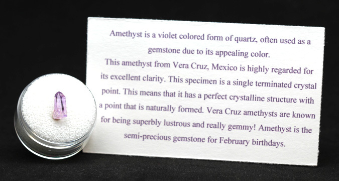 Vera Cruz Amethyst Specimen Quartz Crystal Mineral Las Vigas MEXICO w/ ID card
