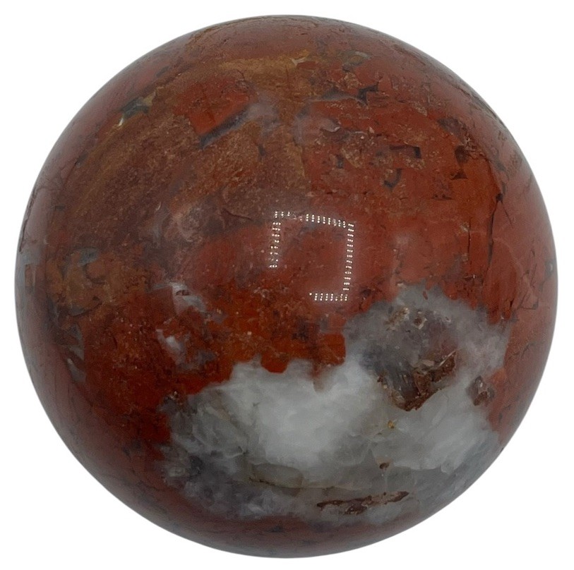 Red Jasper Sphere Polished White Crystal Orb Healing Smooth Round Stone 425g