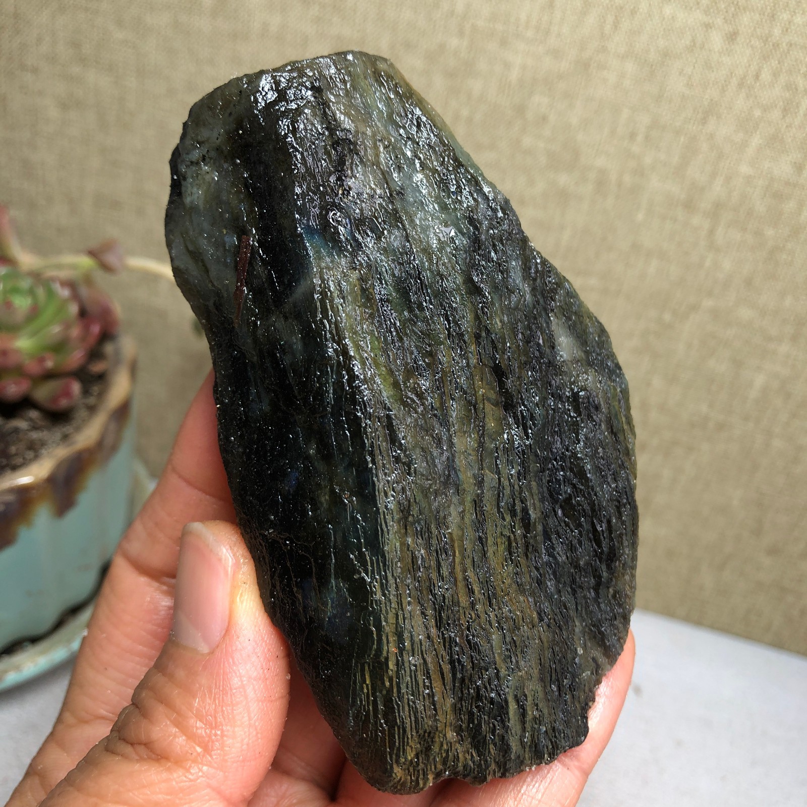 90mm Natural Labradorite Crystal gemstone rough original Specimen 213g A3440