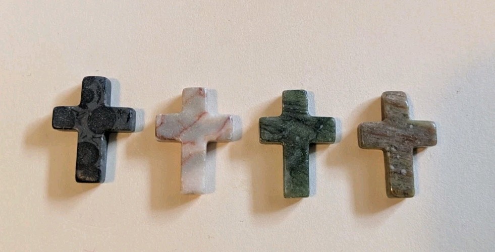 1″ Mini Crystal Crosses Natural Quartz Cross Shaped Worry Stones Charms – #11