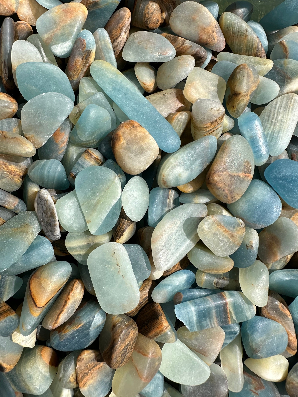 Lemurian Aquatine Calcite (Tumbled, Not Polished), Blue Calcite from Argentina