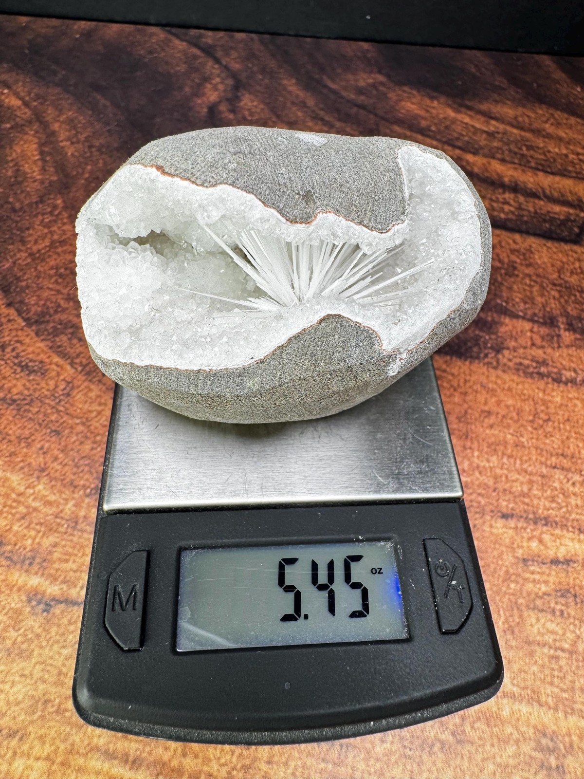 White Spray Scolecite geode from India – 154g