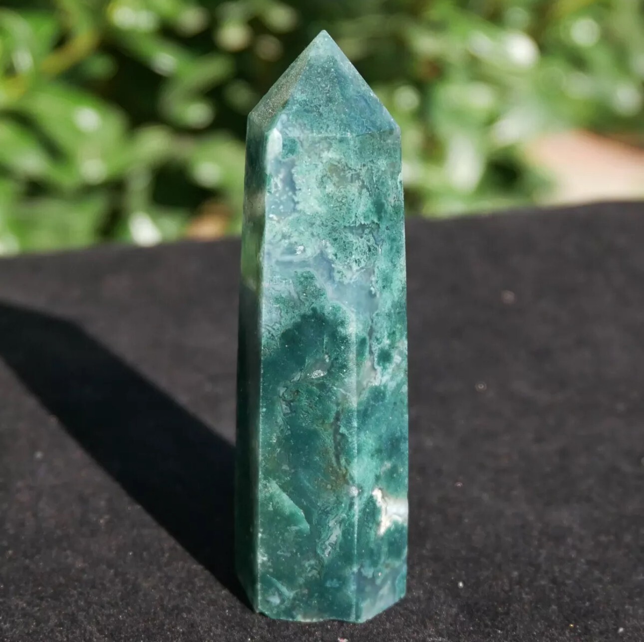 AAA+ Grade Moss Agate Tower Point Green Crystal Obelisk Healing Crystal Collect
