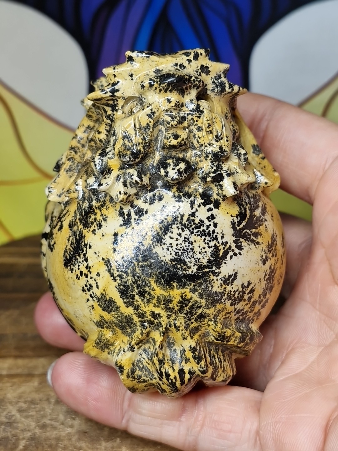 Picture Jasper Chinese Dragon Turtle Carving 7.7cm 274g Hand Carved Crystal