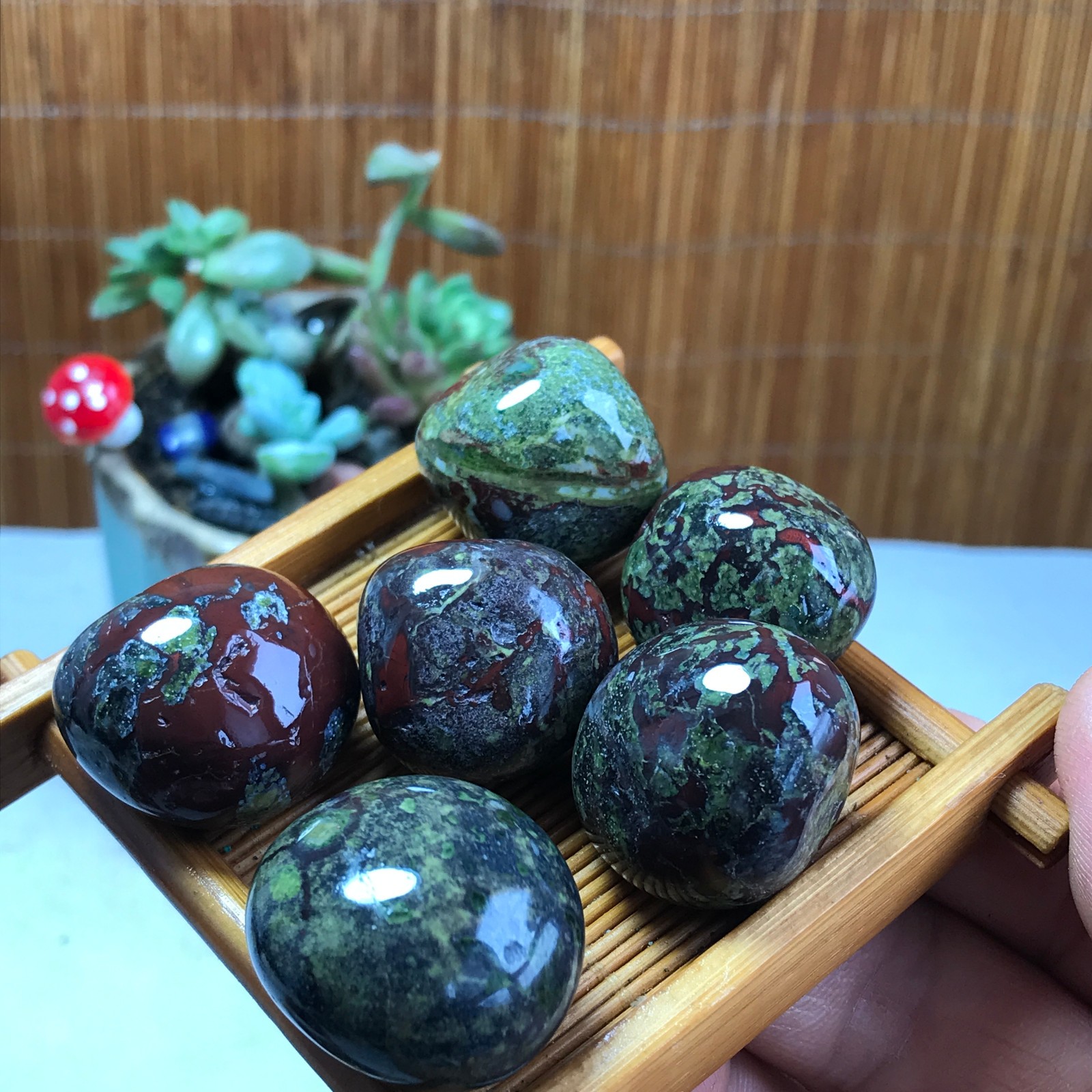 6pcs Natural Dragon blood Crystal gemstone Polish Mineral Specimen Tumbled A5305
